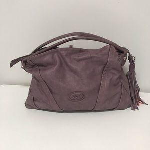Sofia C Italian Leather Purple Shoulder Bag